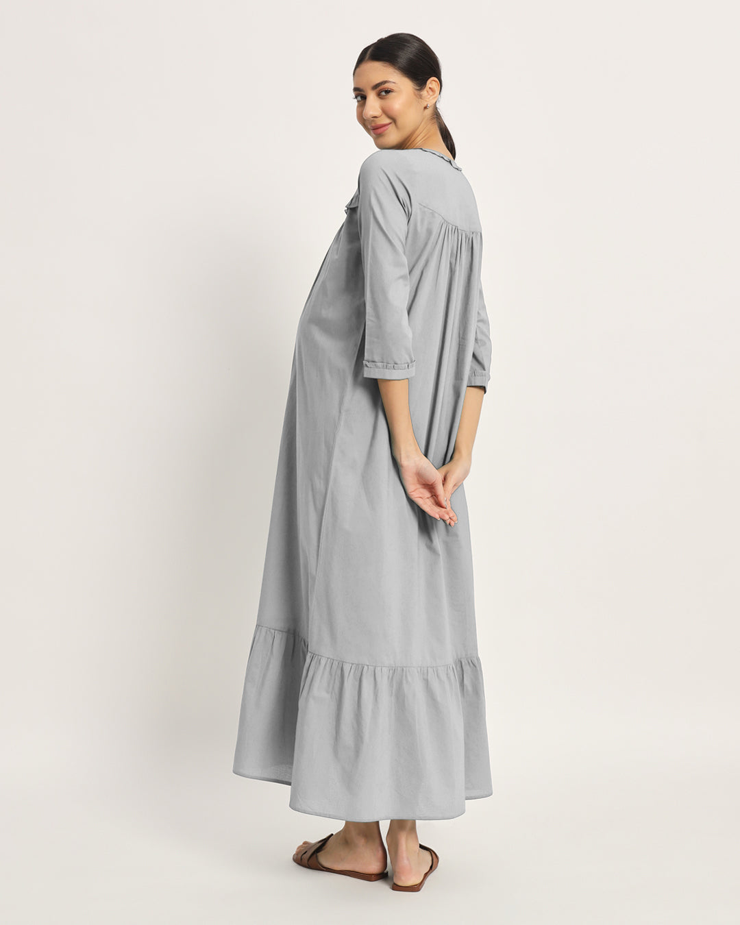 Iced Grey Bella Mama Maternity & Nursing Dress