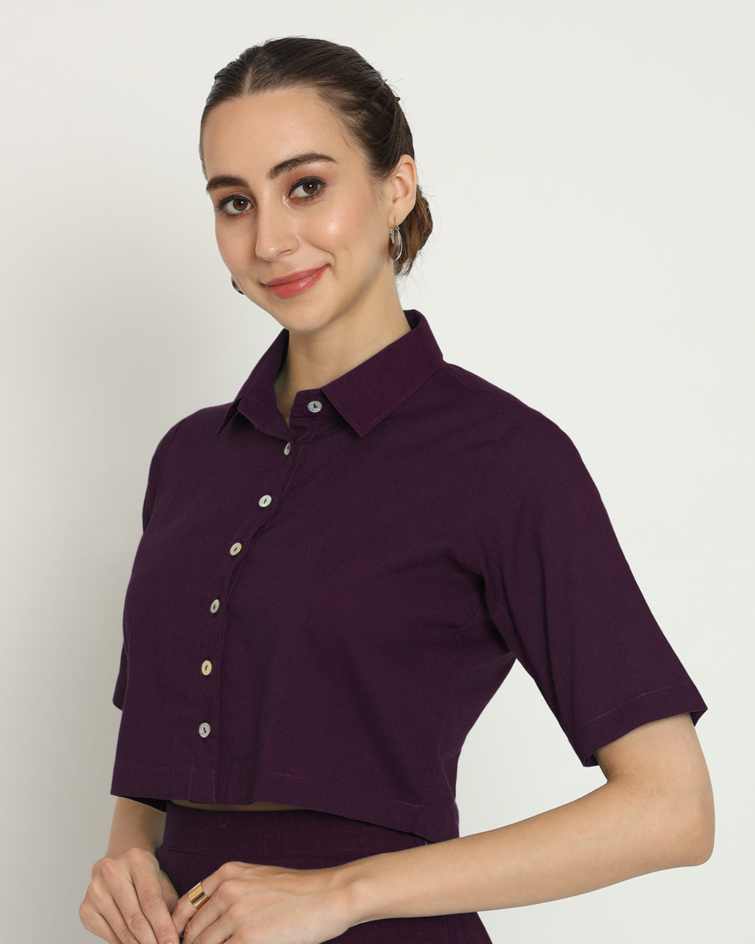 Plum Passion Cropped Shirt Blouse