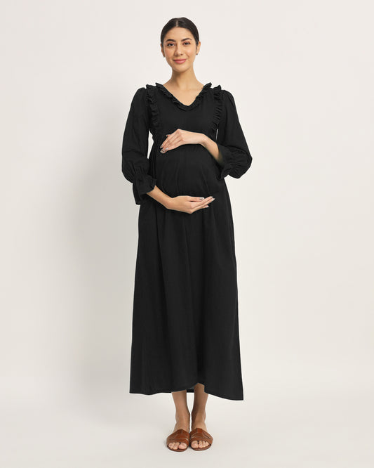 Classic Black Functional Flow Maternity & Nursing Dress