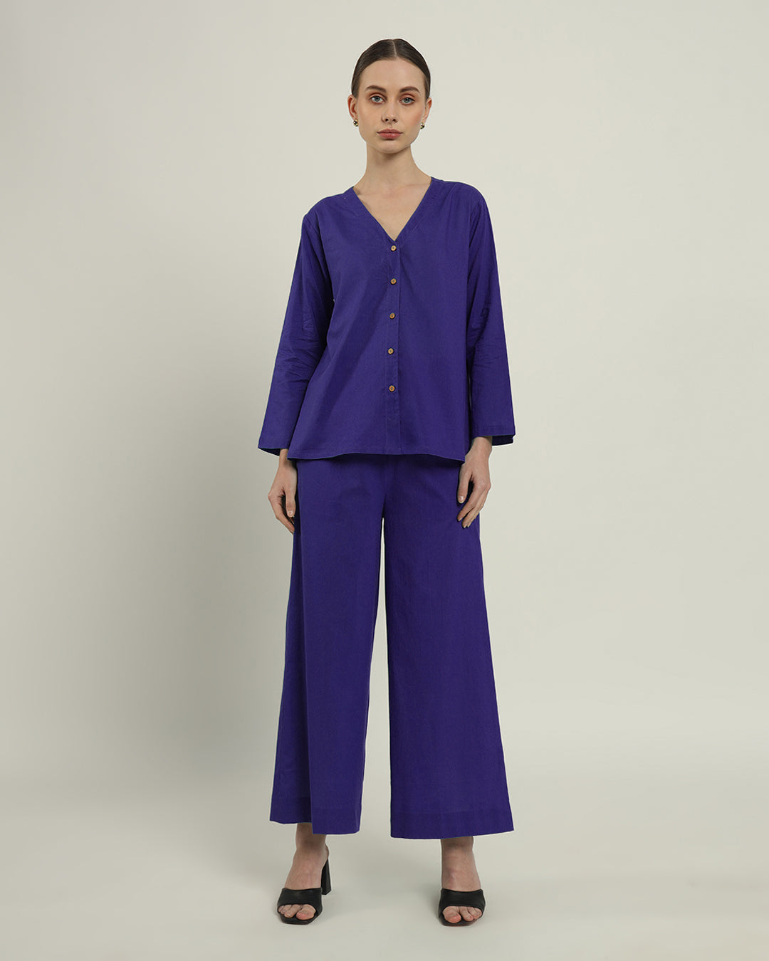 Aurora Purple Classic Grace Shirt Solid Co-ord set