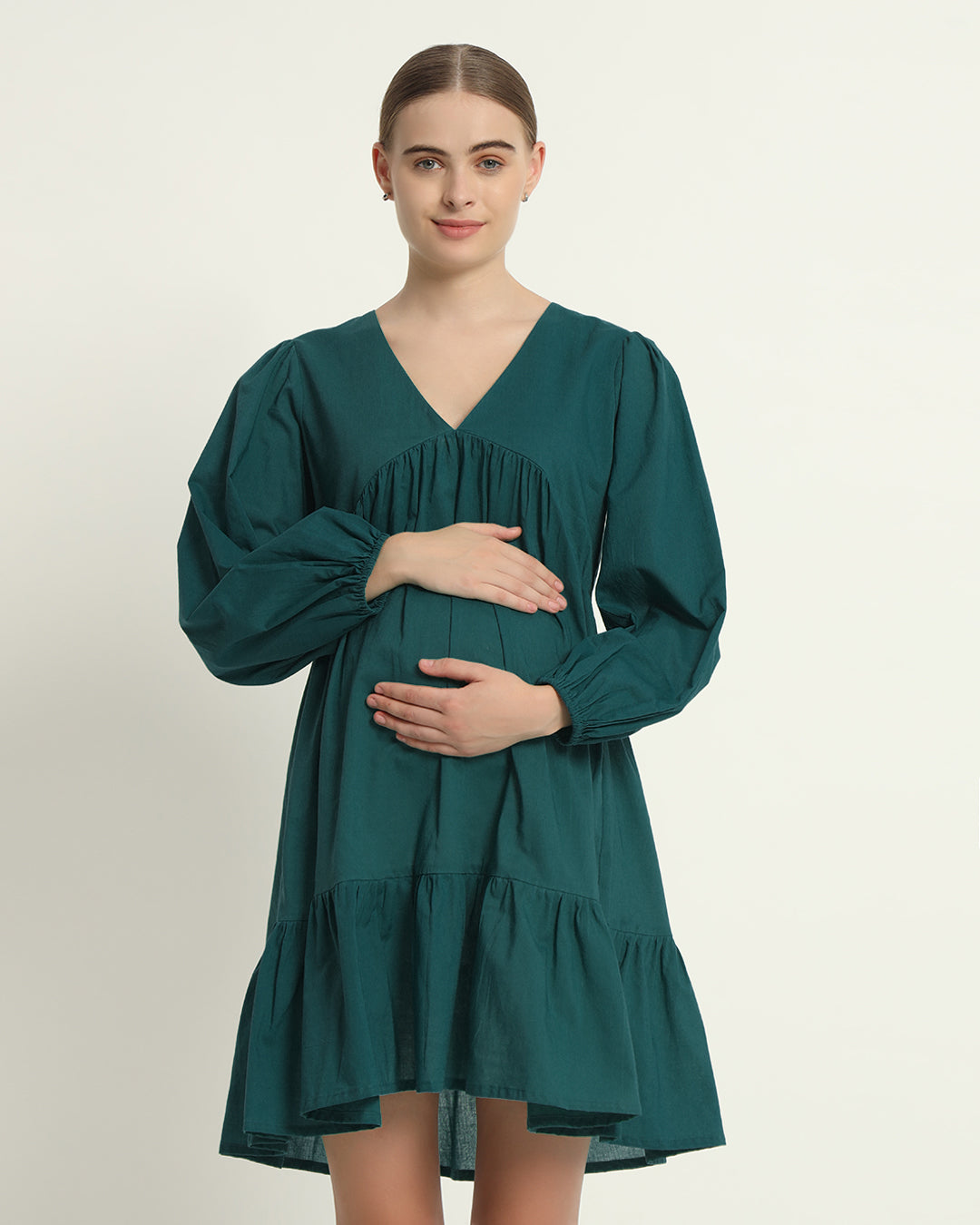 Deep Teal On Baby Time Maternity & Nursing Dress