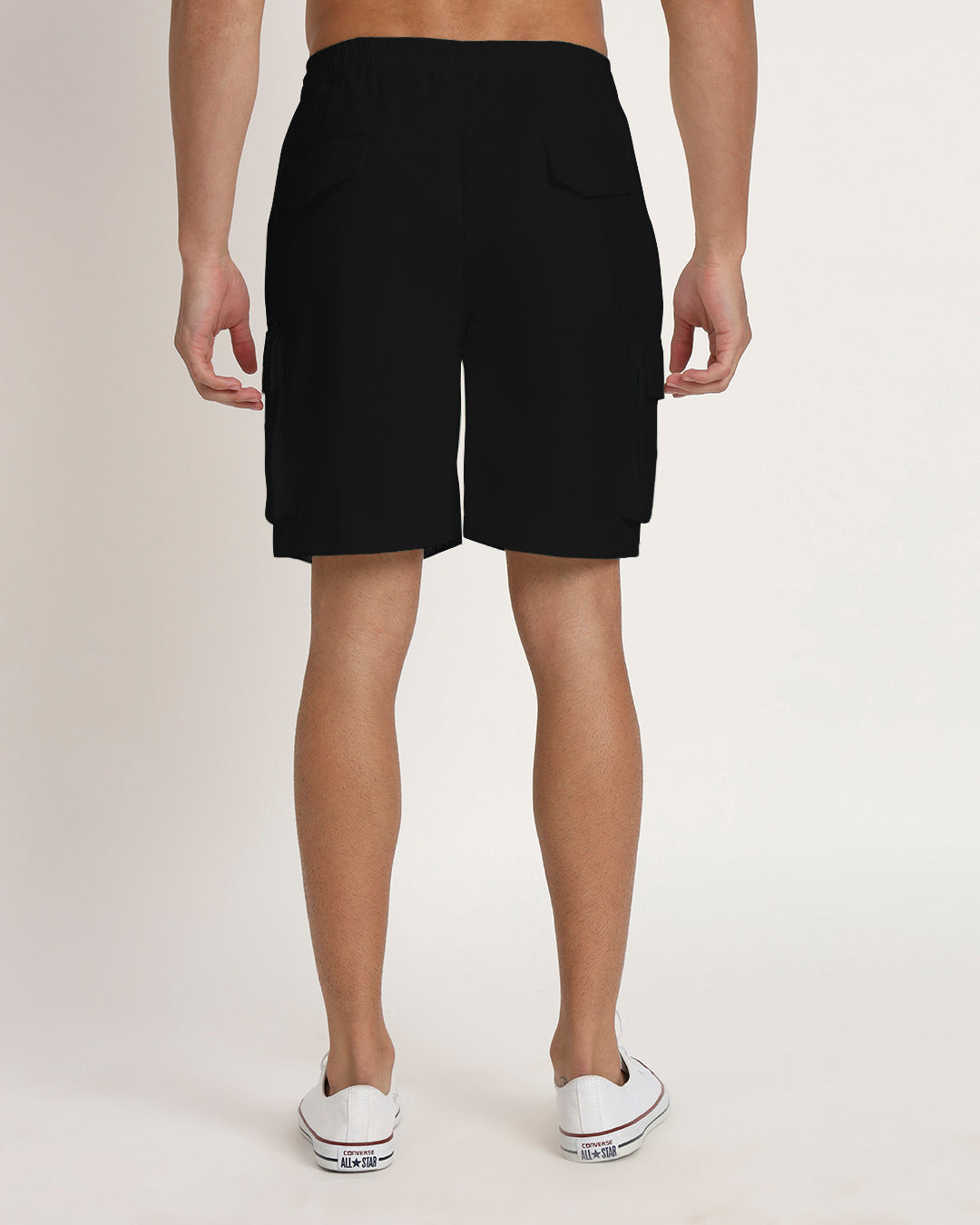 Slub Comfort Cargo Black Men's Shorts