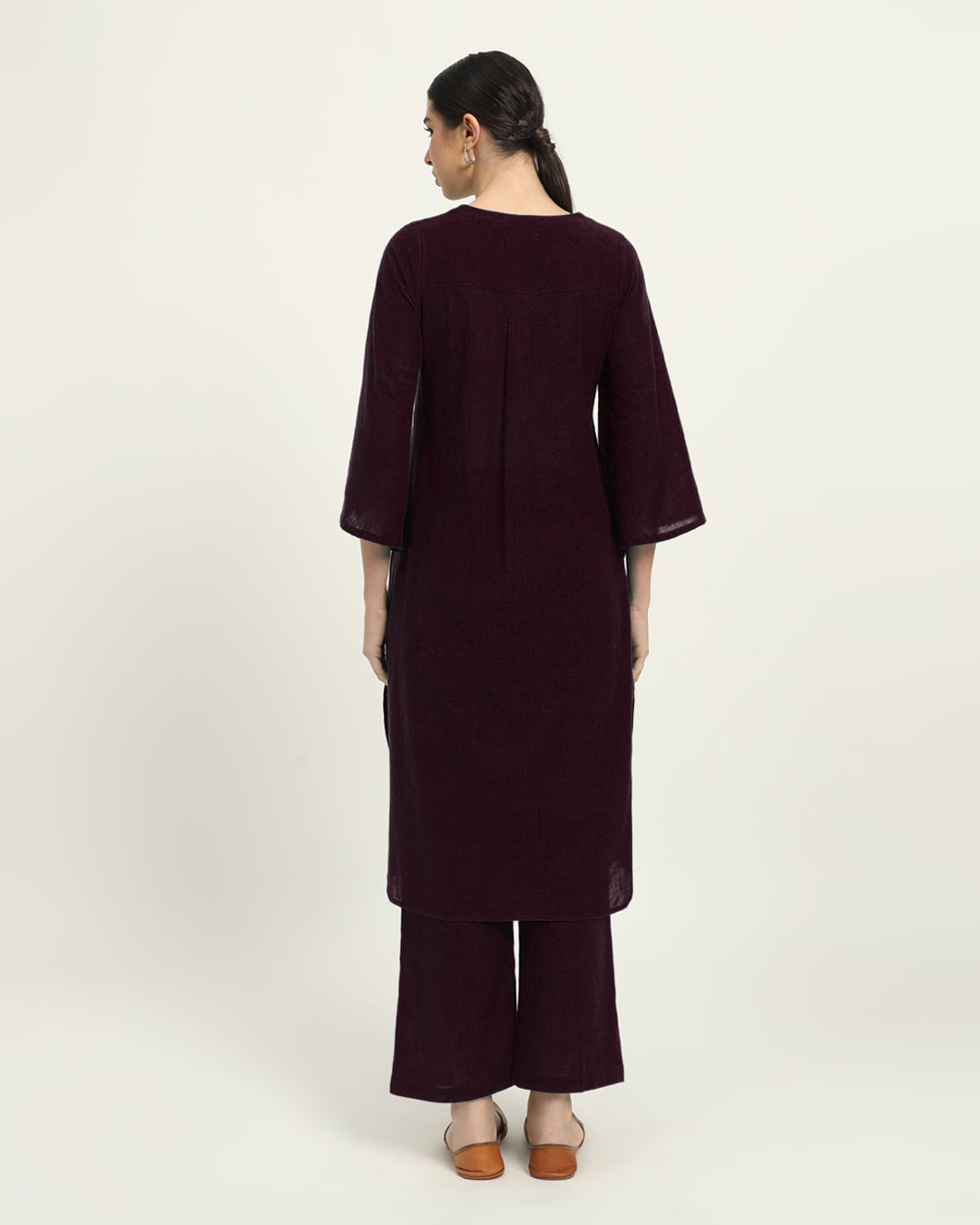 Plum Passion Rounded Reverie Solid Kurta (Without Bottoms)