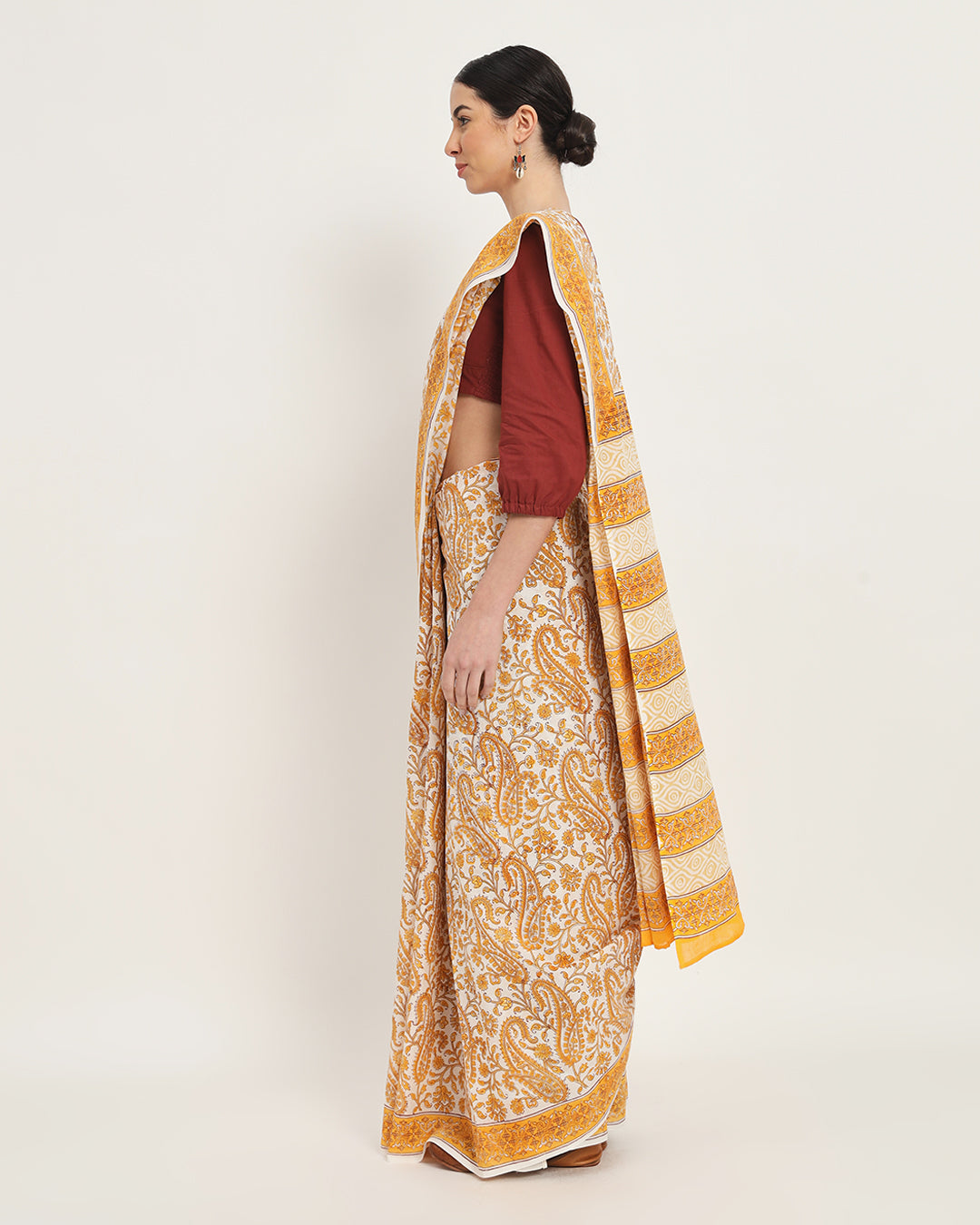 Whispers of Yellow Petals Cotton Mul Saree
