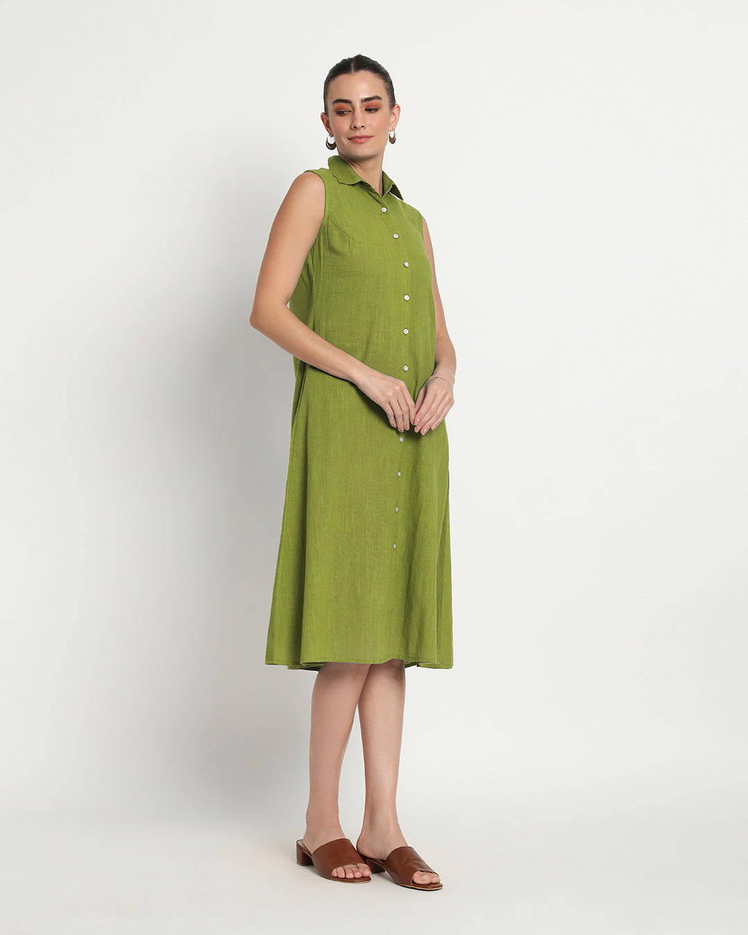 Sage Green Artful A-Line Dress