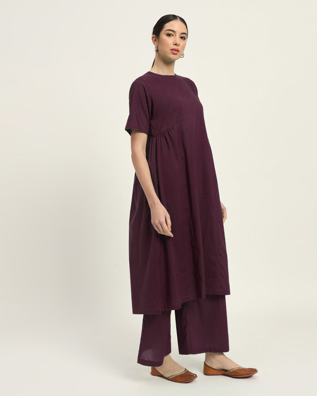 Plum Passion Flare Elegance Solid Co-ord Set