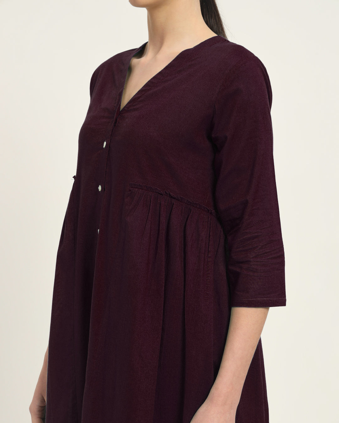 Plum Passion Whimsy Affair Buttoned Solid Kurta (Without Bottoms)
