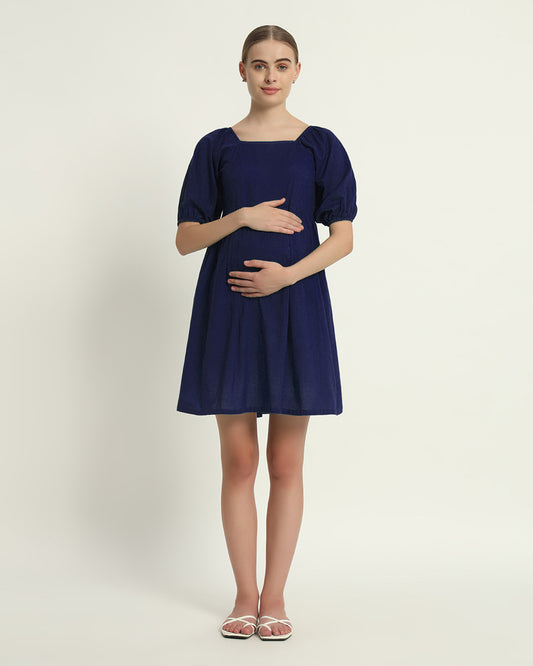 Midnight Blue Tender Moments Maternity & Nursing Dress