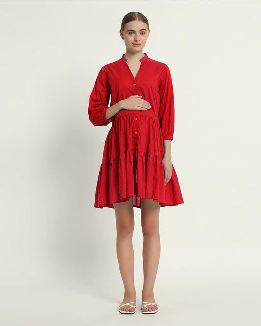 Classic Red Babymoon Maternity & Nursing Dress