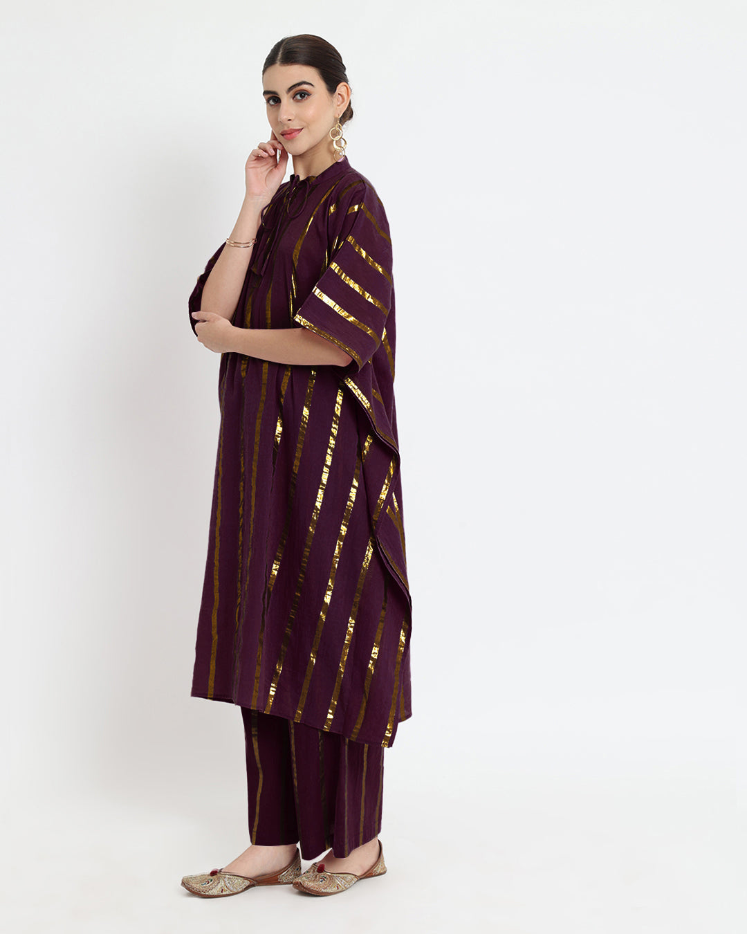 Plum Passion Band Collar Kaftan Glisten Gala Co-ord Set