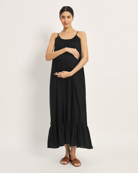 Classic Black Belly Laugh Maternity & Nursing Dress