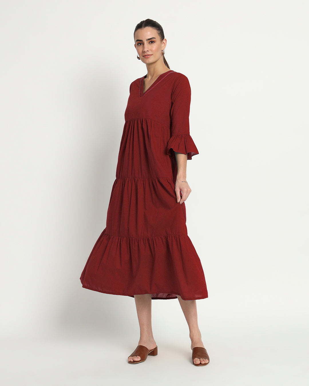 Russet Red Flounce & Flow Maxi Dress