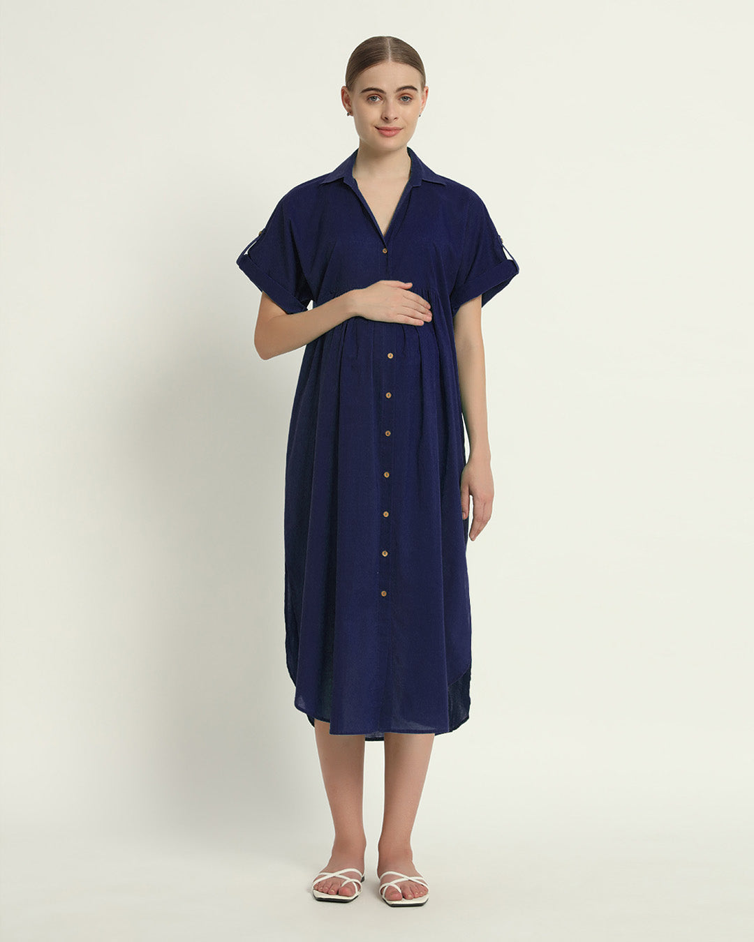 Midnight Blue Sweet Embrace Maternity & Nursing Dress