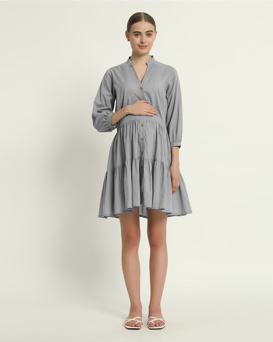 Iced Grey Babymoon Maternity & Nursing Dress