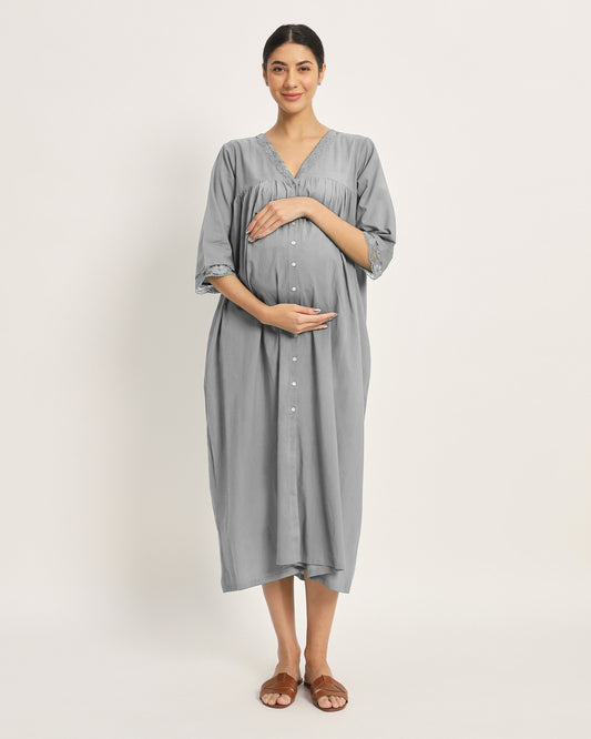 Iced Grey Stylish Preggo Maternity & Nursing Dress