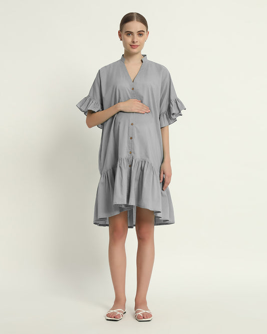 Iced Grey Mother-To-Be Maternity & Nursing Dress