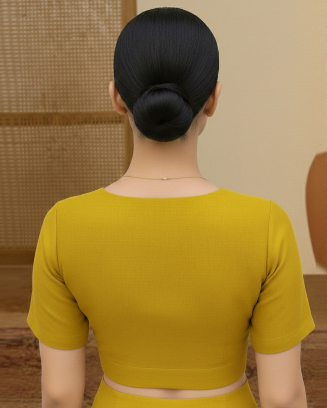 Silk Pear Green Deep V Blouse