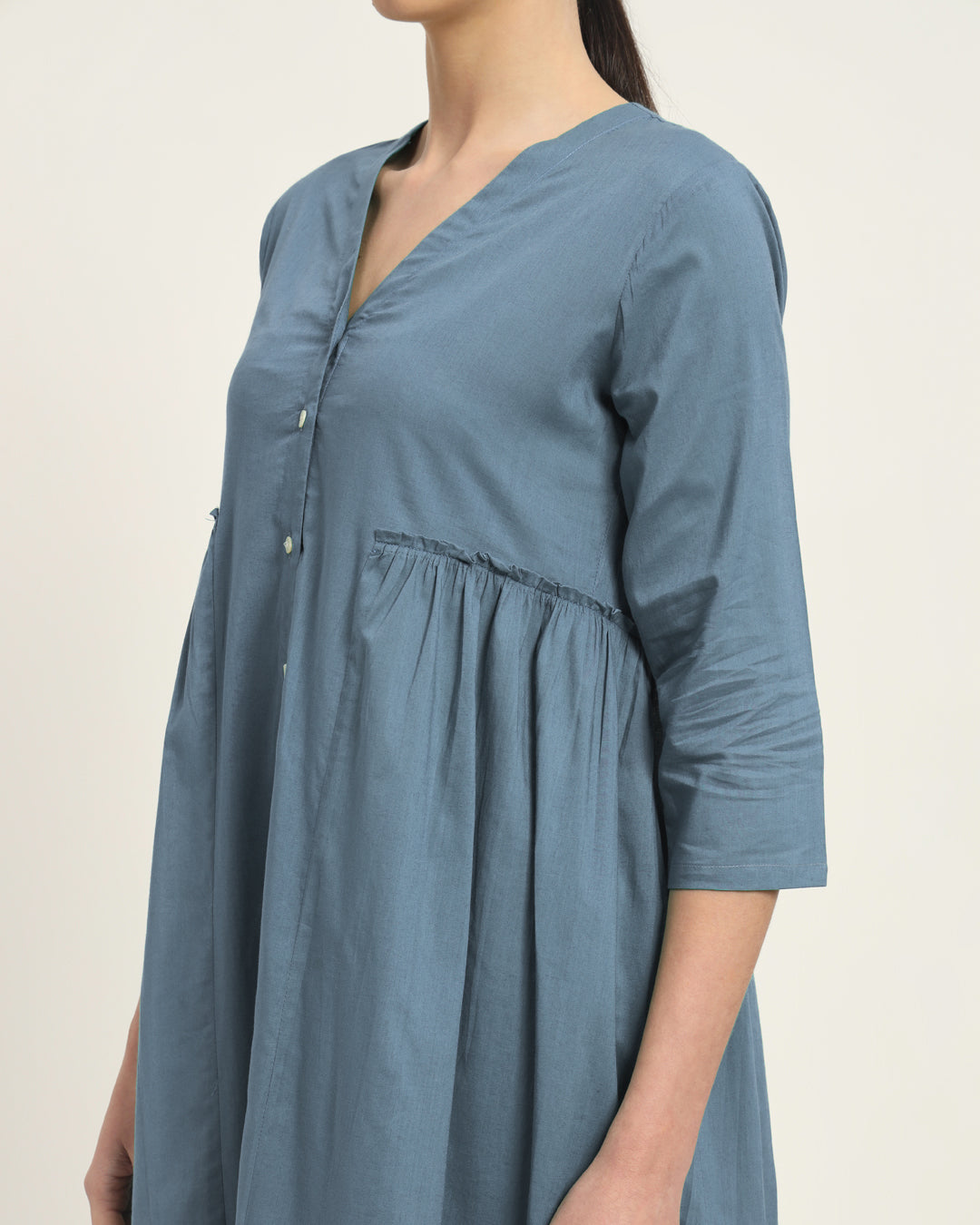 Blue Dawn Whimsy Affair Buttoned Solid Kurta (Without Bottoms)