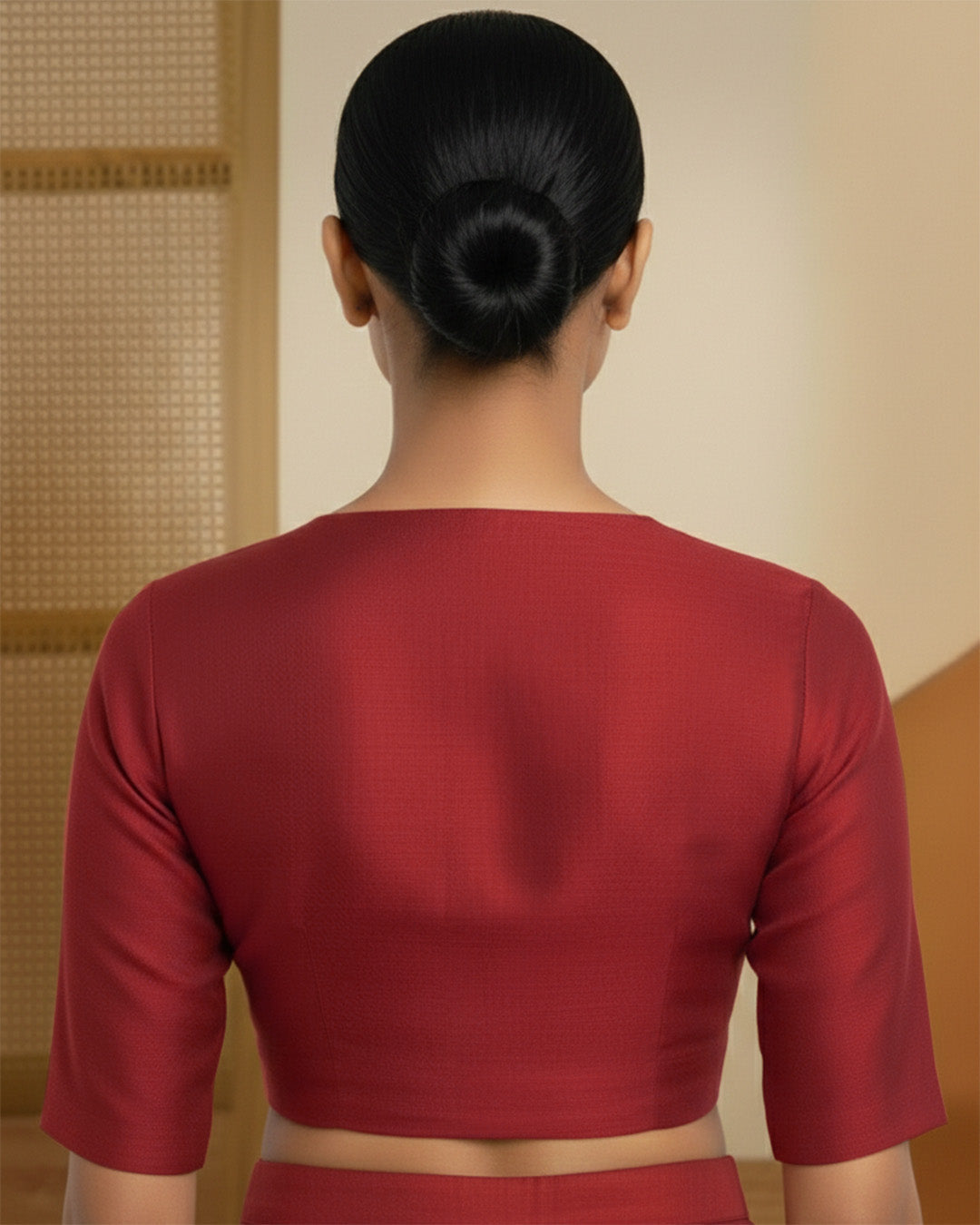 Silk Maroon Deep V Blouse