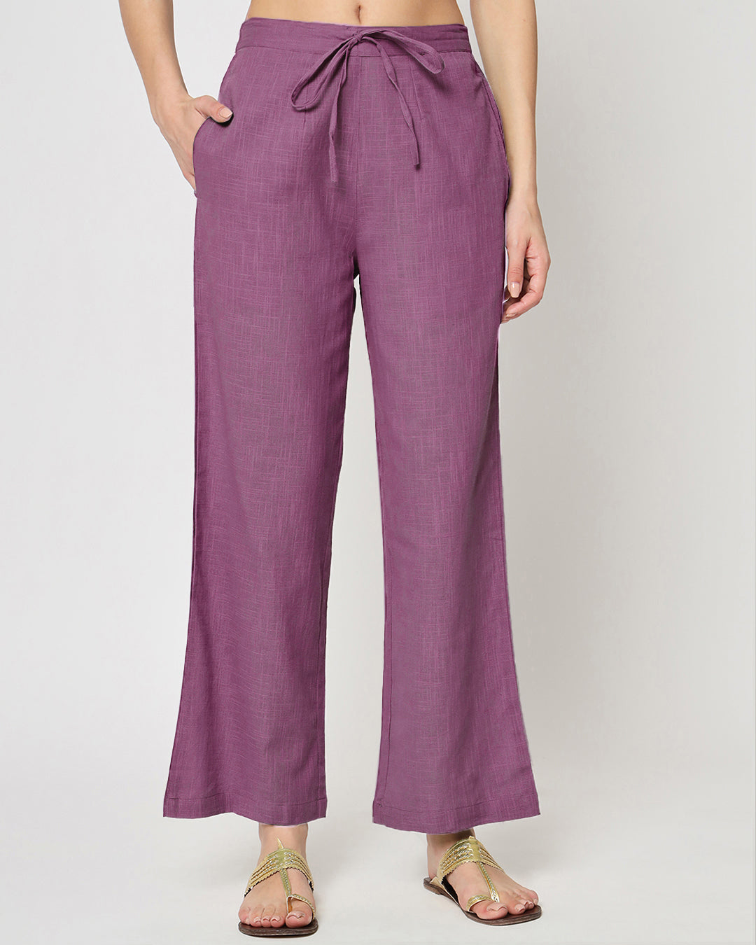 Wisteria Purple Gathered Solid Co-ord Set
