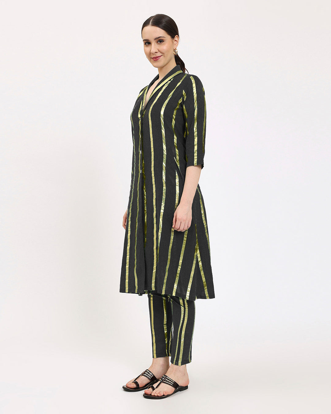 Black Glisten Boho Harmony Kurta (Without Bottom)