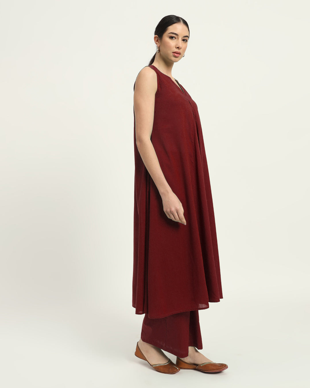 Russet Red Graceful Grove Kurta (Without Bottoms)