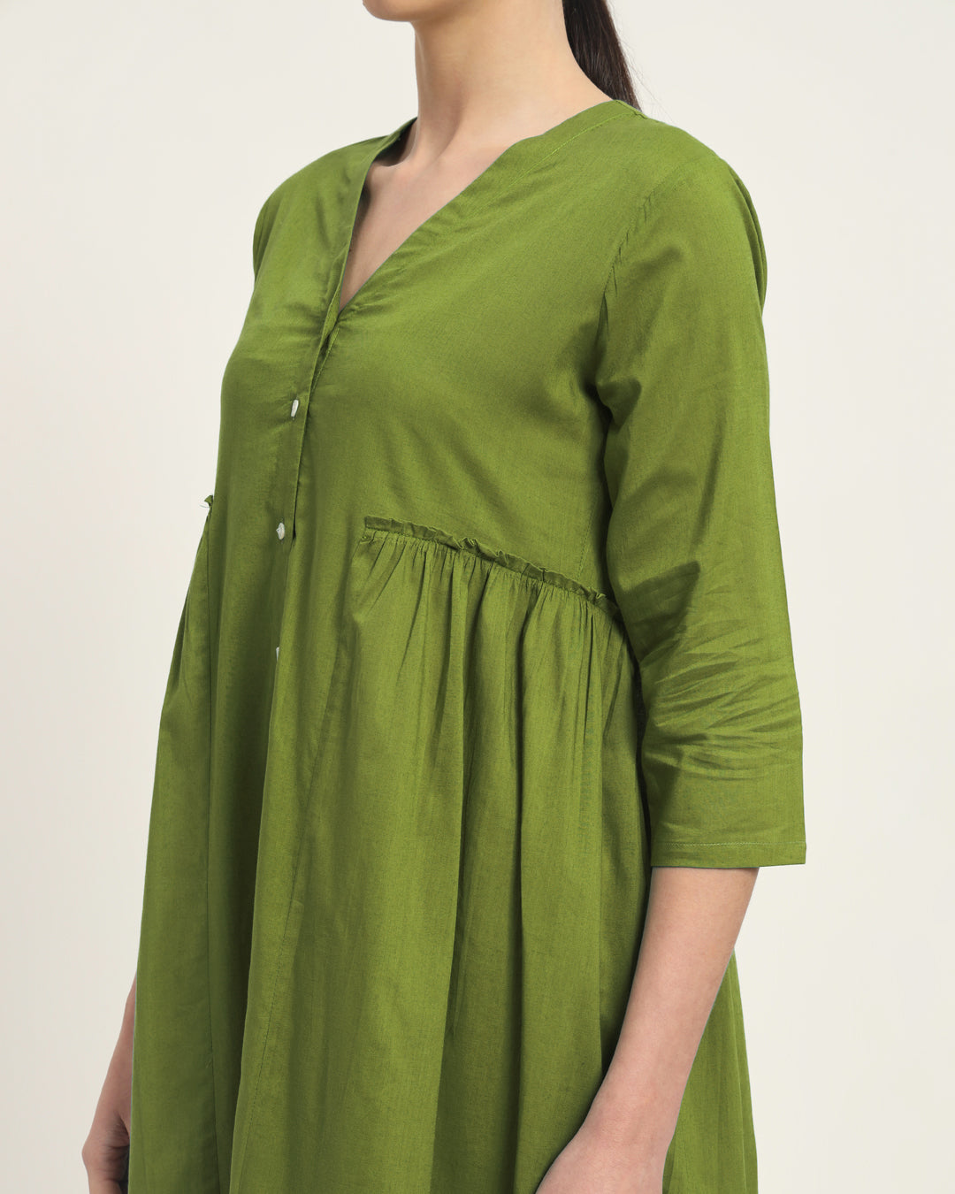 Sage Green Whimsy Affair Buttoned Solid Kurta (Without Bottoms)