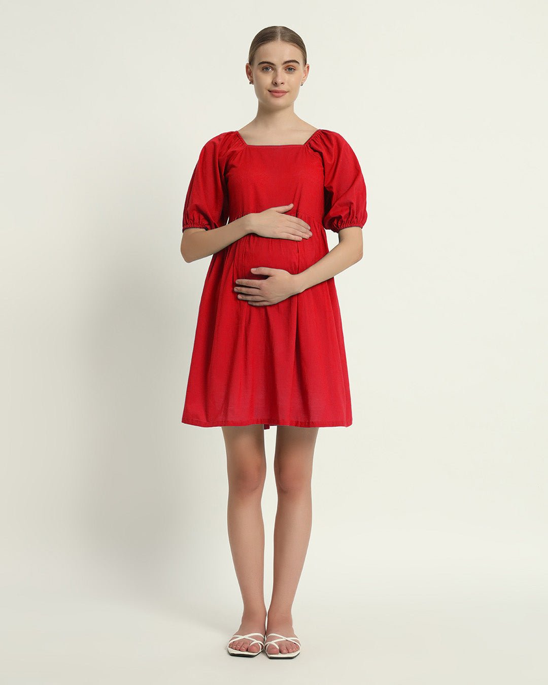 Classic Red Tender Moments Maternity & Nursing Dress