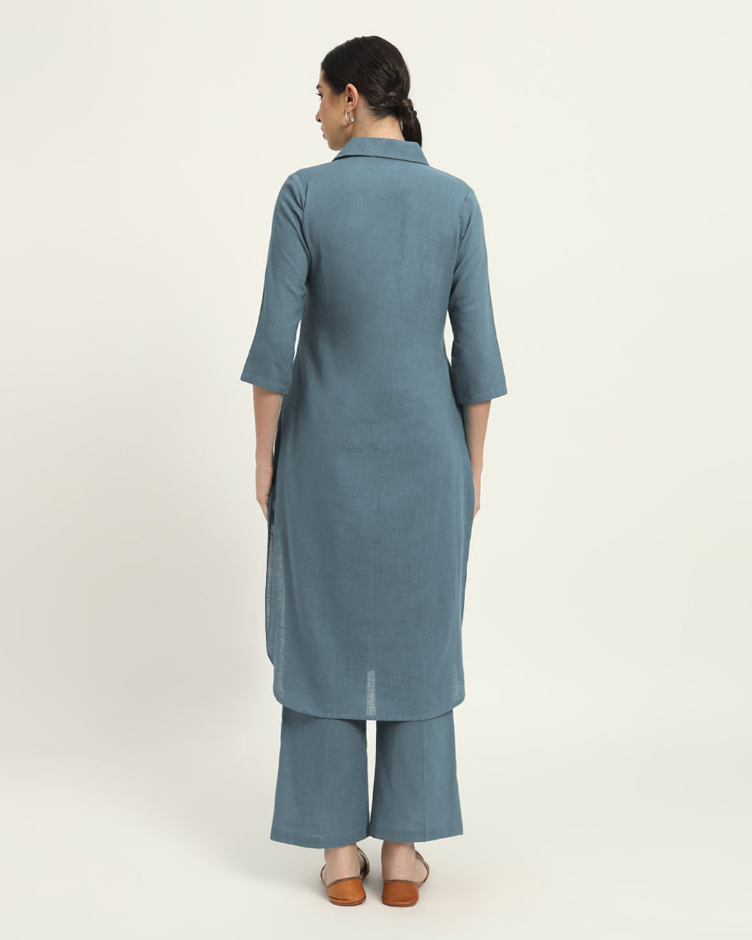 Blue Dawn Collar Comfort Solid Co-ord Set