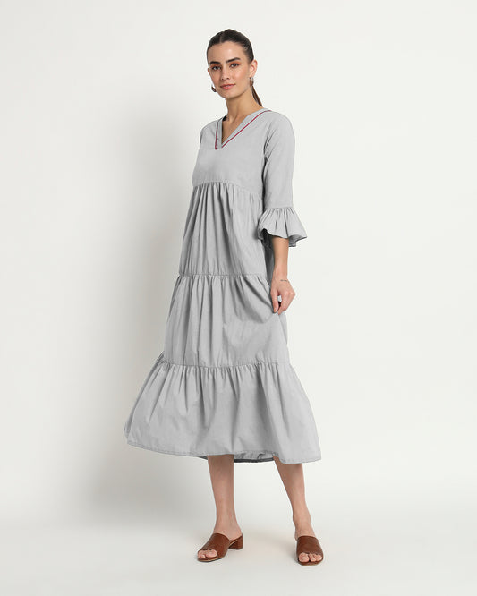 Iced Grey Flounce & Flow Maxi Dress