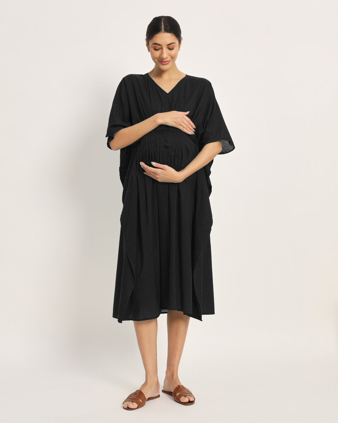 Classic Black Mommy Mode Maternity & Nursing Dress