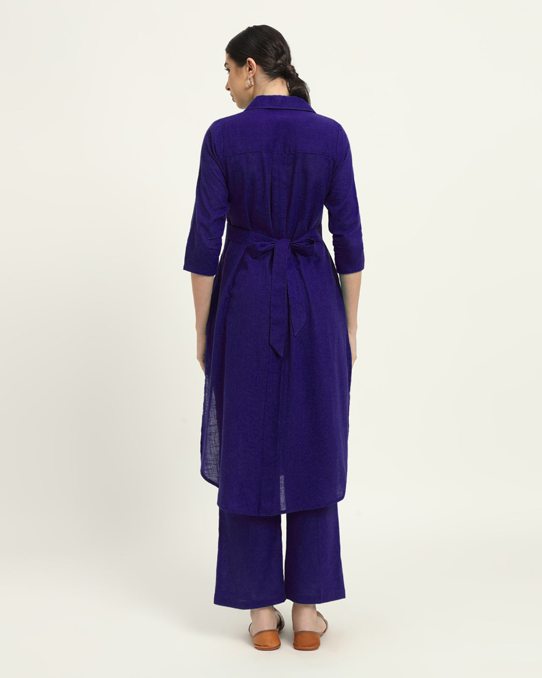 Combo: Burst Of Lime & Aurora Purple Bellisimo Belted Solid Kurta