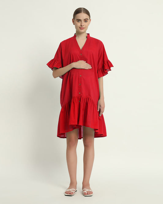 Classic Red Mother-To-Be Maternity & Nursing Dress