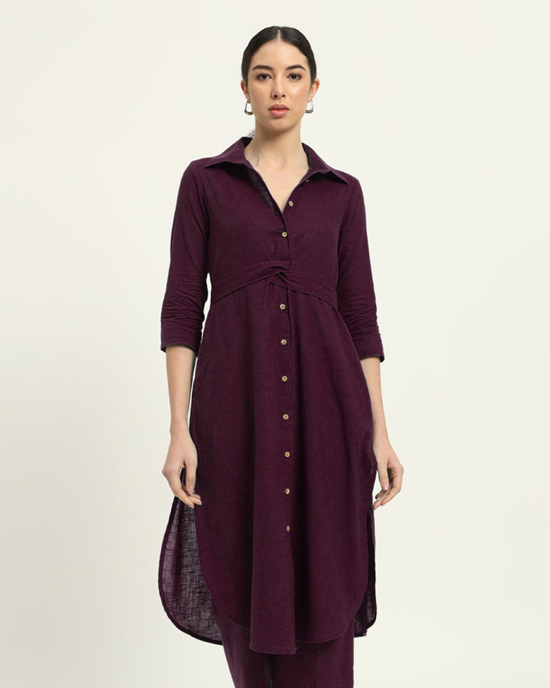 Plum Passion Bellisimo Belted Solid  Kurta (Without Bottoms)