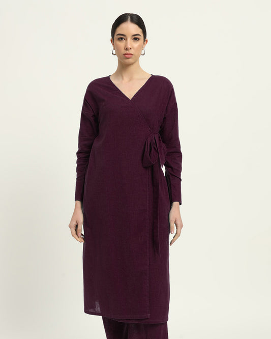 Plum Passion Ribbon Wrap Solid Kurta (Without Bottoms)