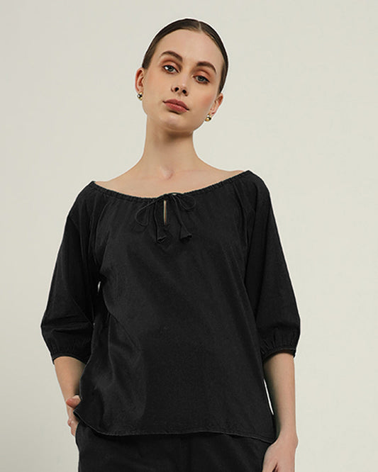 Noir Effortless BowtNeck Top (Without Bottoms)