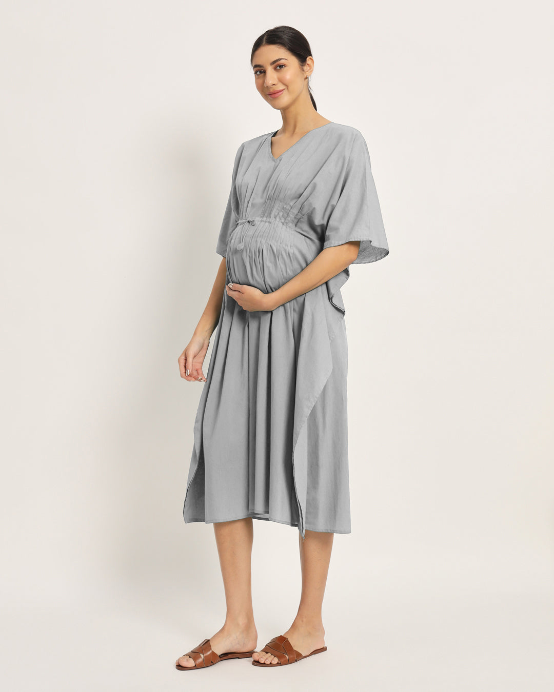 Combo: Iced Grey & Sage Green Mommy Mode Maternity & Nursing Dress