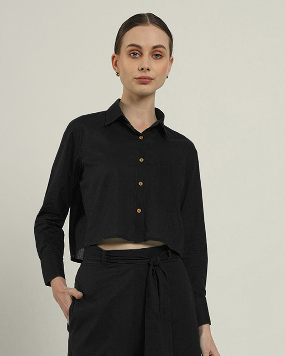 Noir Knot and Crop Shirt Top (Without Bottoms)