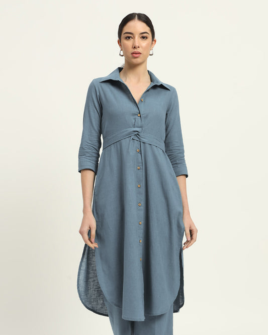 Blue Dawn Bellisimo Belted Solid Kurta (Without Bottoms)