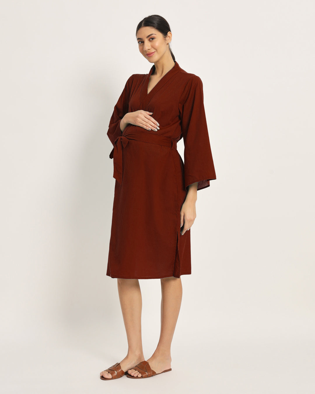 Combo: Black & Russet Red Bump & Beyond Maternity & Nursing Dress - Set of 2