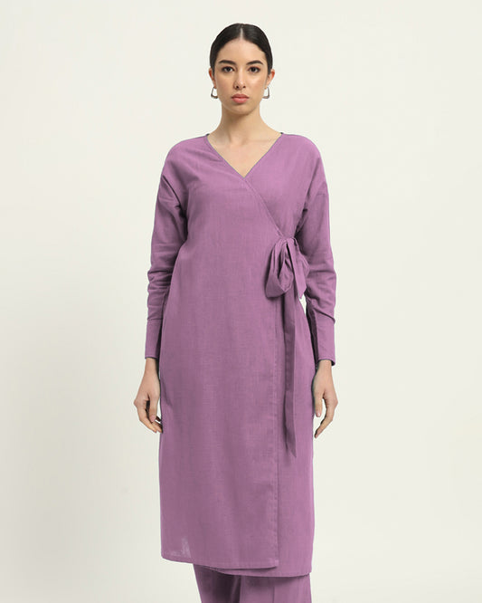 Iris Pink Ribbon Wrap Solid Kurta (Without Bottoms)