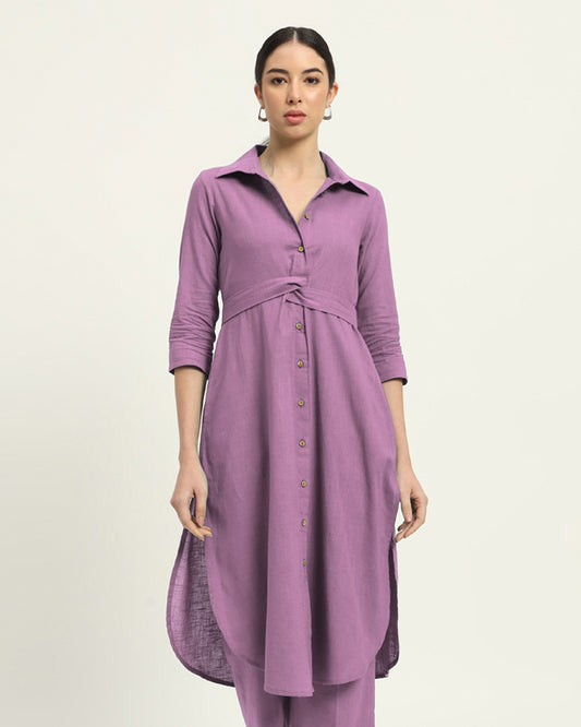 Iris Pink Bellisimo Belted Solid Kurta (Without Bottoms)