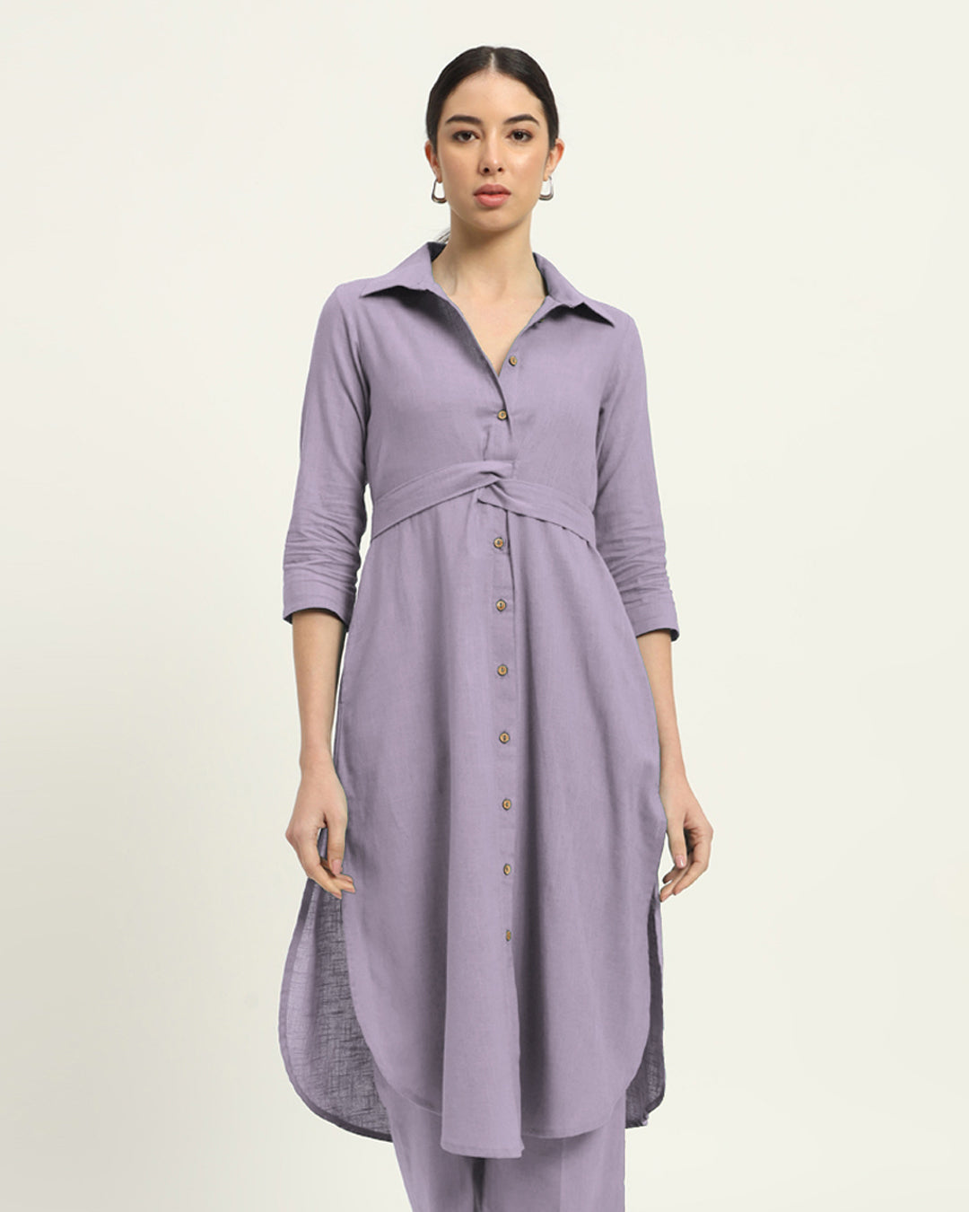 Lilac Bellisimo Belted Solid Kurta (Without Bottoms)