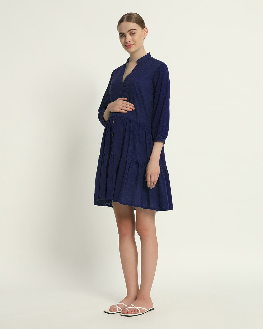 Midnight Blue Babymoon Maternity & Nursing Dress