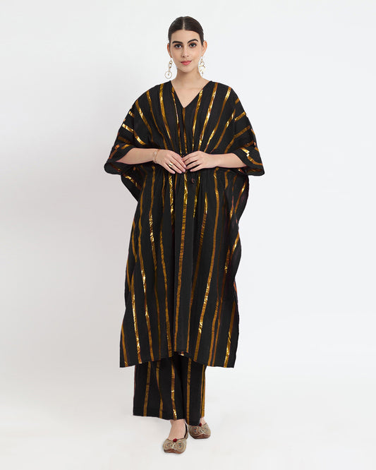 Classic Black Pintuck Kaftan Glisten Gala Co-ord Set