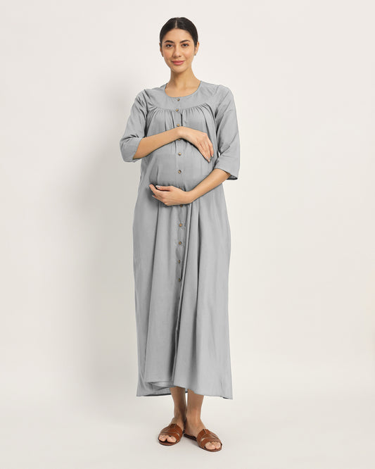 Iced Grey Mommy Glow Maternity & Nursing Dress