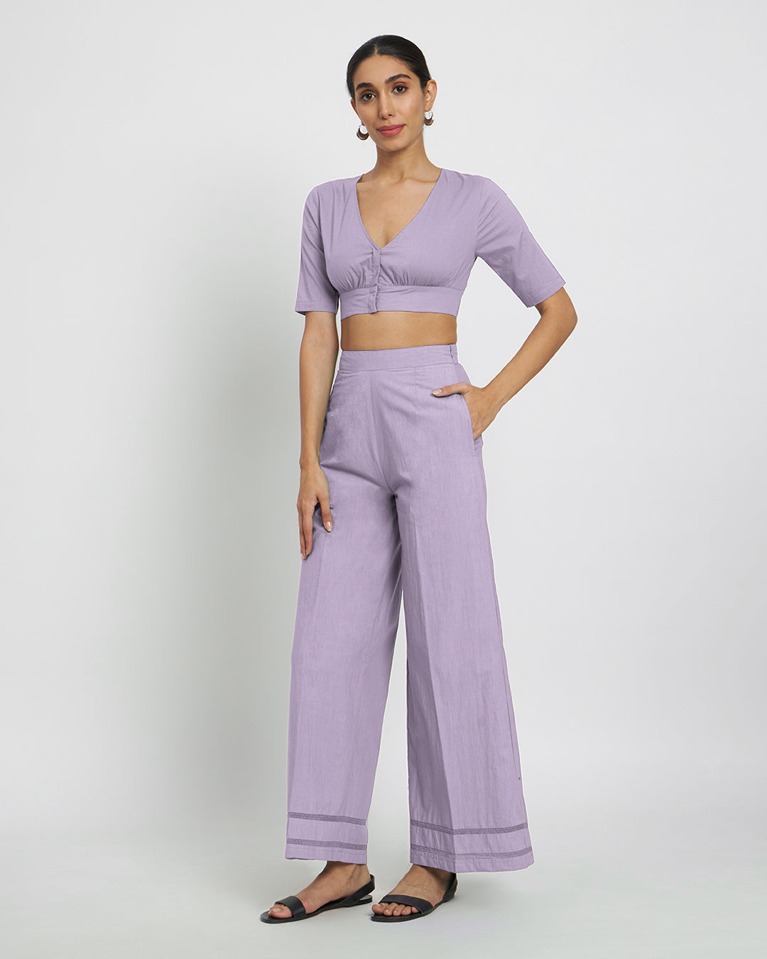 Modern Match! Lilac V Gathers Solid Co-ord Set – Thevasa