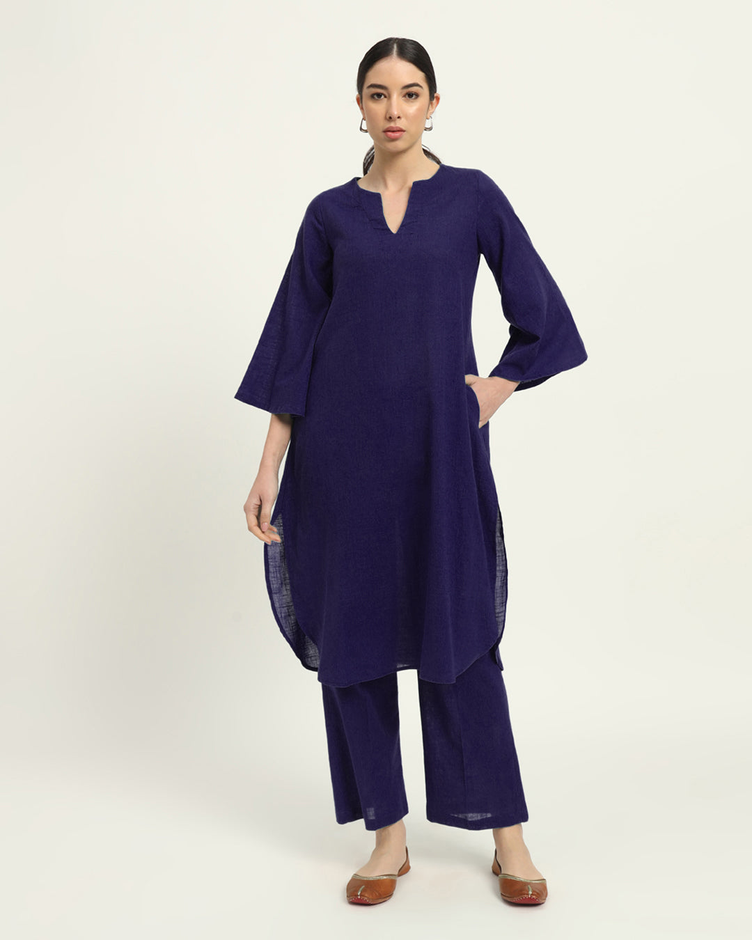 Aurora Purple Rounded Reverie Solid Kurta (Without Bottoms)