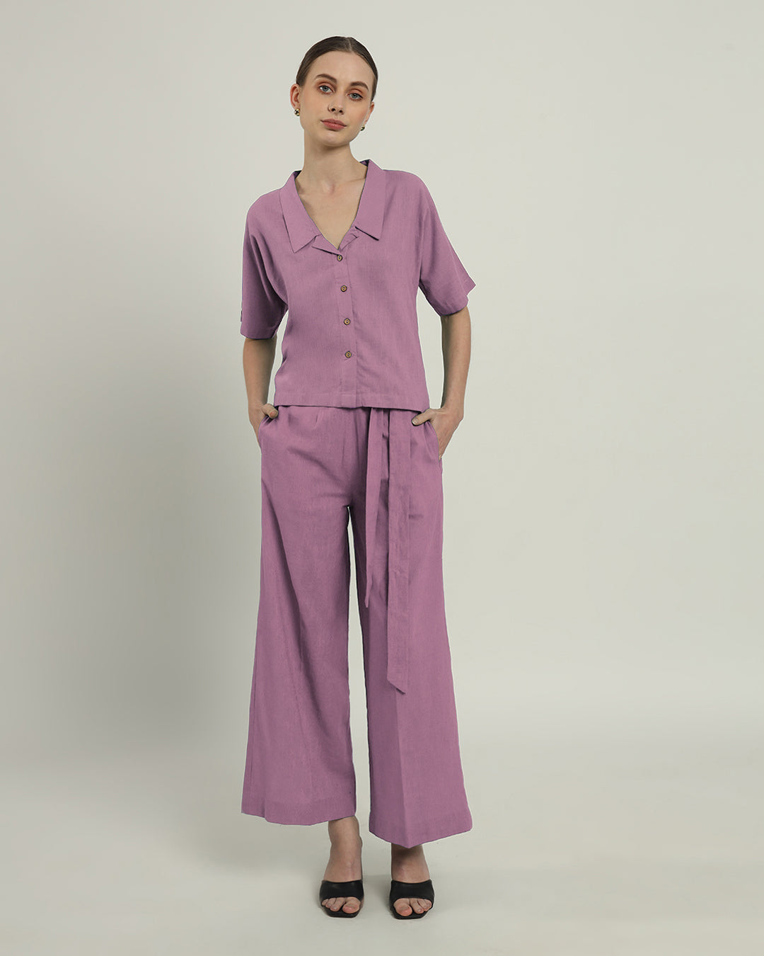 Purple Swirl Feeling Easy Collar Neck Co-ord Set