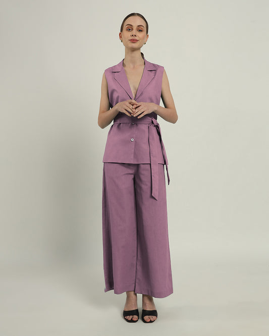 Purple Swirl Elegance Echo V-Neck Blazer Co-ord Set